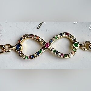 Milaa Infinity Multicolor CZ Gold Plated Stainless Steel Adjustable Bracelet
